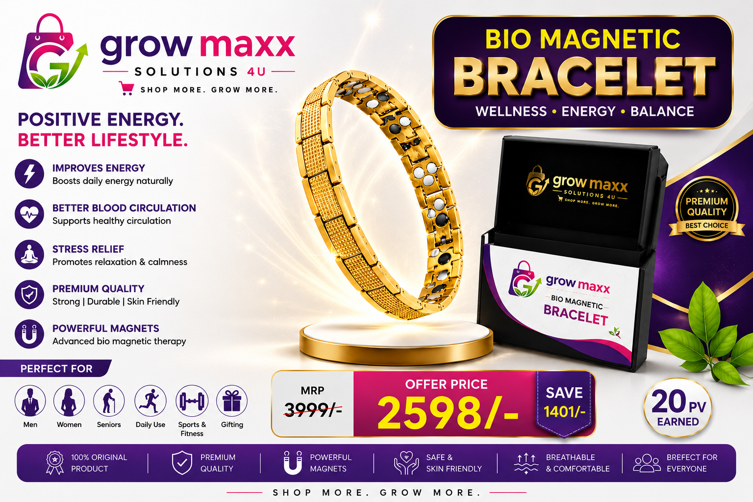 Bio Magnetic Golden Braslet